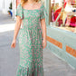 Perfectly You Green Ditzy Floral Fit & Flare Maxi Dress