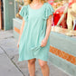 Out For The Day Sage Crinkle Woven Ruffle Sleeve Dress