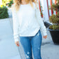 Making Moves Ivory Cable Knit Pointelle Crew Neck Sweater