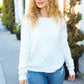 Making Moves Ivory Cable Knit Pointelle Crew Neck Sweater