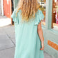 Out For The Day Sage Crinkle Woven Ruffle Sleeve Dress