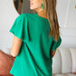 In Your Dreams Emerald Green Flutter Sleeve V Neck Top
