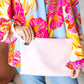 Baby Pink Vegan Leather Handle Clutch Bag