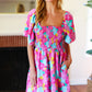 Vacay Vibes Fuchsia Floral Print Fit & Flare Smocked Dress