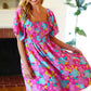 Vacay Vibes Fuchsia Floral Print Fit & Flare Smocked Dress