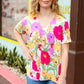 Multicolor Floral V Neck Dolman Top