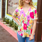 Multicolor Floral V Neck Dolman Top