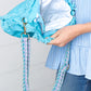 Artic Blue Canvas Frayed Designer Strap Crossbody