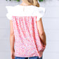 Coral & White Floral Embroidered Yoke Top