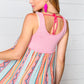 Coral & Peach Two-Tone Boho Print Back Tie Tank