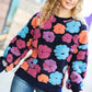 Feeling Joyful Navy & Fuchsia Embroidered Sherpa Flower Pullover
