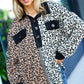 Fun Days Ahead Camel Leopard Color Block Button Down Pullover