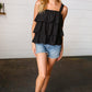 Black Eyelet Tiered Sleeveless Lined Top