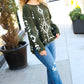 Just A Feeling Olive Aztec Print Fuzzy Sweater