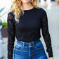 Can't Help But Love Black Shirred Velvet Mesh Blouse