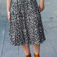 It's Your Day Black Ditzy Floral Smocked Waist Midi Skirt