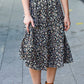It's Your Day Black Ditzy Floral Smocked Waist Midi Skirt