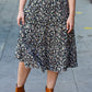 It's Your Day Black Ditzy Floral Smocked Waist Midi Skirt