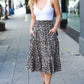 It's Your Day Black Ditzy Floral Smocked Waist Midi Skirt