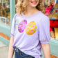 Turn Heads Lilac Sequin Easter Egg Terry Top