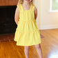 Kids Joyful Canary Tiered Ruffle Sleeveless Dress
