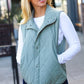 Layer Up Sage High Neck Quilted Puffer Vest