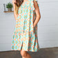 Mint Geo Boho Print Yoke Poplin Woven Dress