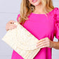 Oatmeal Woven Raffia Flap Closure Clutch Bag