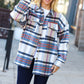 Perfectly You Taupe & Blue Plaid Flannel Button Down Shacket
