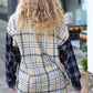 It's All Possible Navy& Beige Cotton Plaid Hi-Lo Shirt Top
