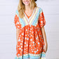 Persimmon & Blue Paisley Dolman V Neck Border Dress