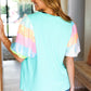 Stand Out Mint Rainbow Sequin Puff Sleeve Top