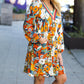 Boldly Be Rust & Teal Floral V Neck Shift Dress