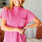 On Your Way Up Fuchsia Washed Mock Neck Knit Top