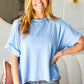 Everyday Blue Mineral Wash Rib Cuff Sleeved Top