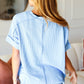 Everyday Blue Mineral Wash Rib Cuff Sleeved Top
