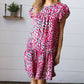 Fuchsia & Teal Abstract Dot Yoke Woven Dress