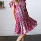 Fuchsia & Teal Abstract Dot Yoke Woven Dress