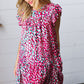 Fuchsia & Teal Abstract Dot Yoke Woven Dress