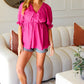 Feeling Strong Fuchsia Textured V Neck Babydoll Top