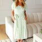 Sunny Days Sage Floral Print Fit & Flare Sash Belt V Neck Dress