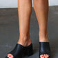 Black Monica Faux Leather Wide Strap Platform Sandal