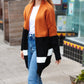 Layer Me Up Rust & Black Color Block Knit Open Cardigan