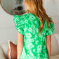 All The Frills Kelly Green Floral Smocked Ruffle Sleeve Top