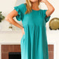 Summer Days Teal Waffle Knit Ruffle Sleeve Babydoll Dress