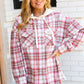 Make Your Day Pink Plaid Frayed Hoodie Jacket