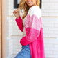 Always Fun Fuchsia Ombre Cable Knit Cardigan