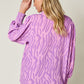 Double Take Full Size Printed Smocked Long Sleeve Blouse