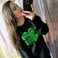 S-XXL Black Sequin Shamrock Corded Crew