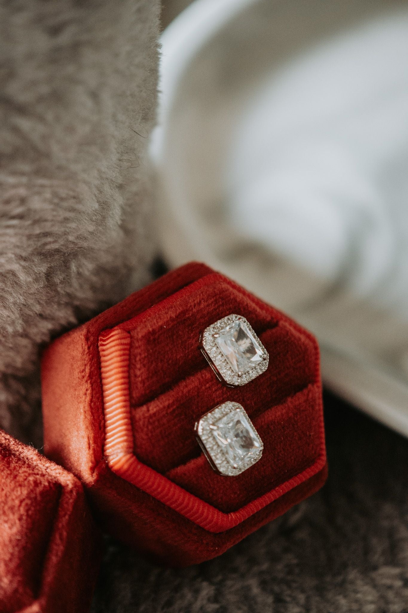 Foolish Heart Emerald Cut Cubic Zirconia Stud Earrings